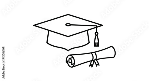 Graduation cap and diploma a symbolic image of success silhouette