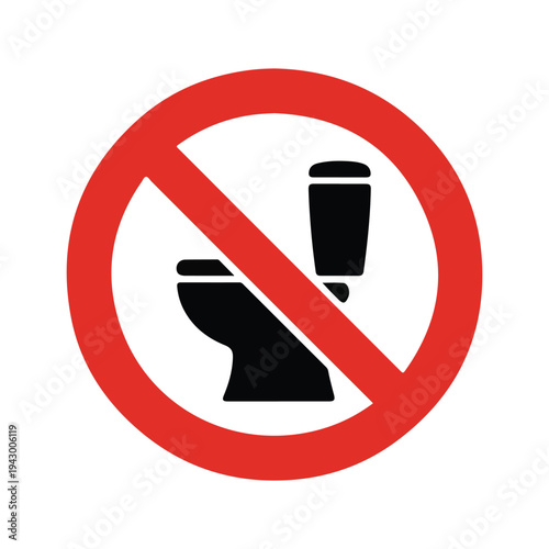 Do not flush sign. toilet bowl ban glyph icon. prohibition circle. no wc lavatory vector illustration