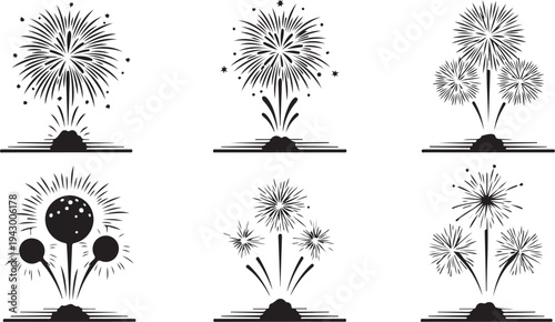 Dandelion flowers in various stages of growth and dispersal