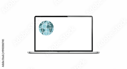 Laptop with globe on screen, symbolizing global connection and technology
