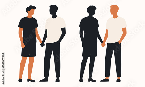 Silhouettes of business people standing in a group vector illustration