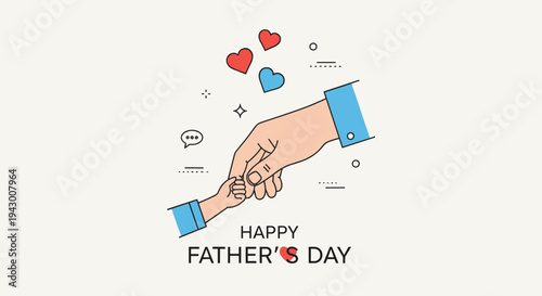 A heartwarming illustration of a hand holding another, featuring a modern design style for Father's Day
