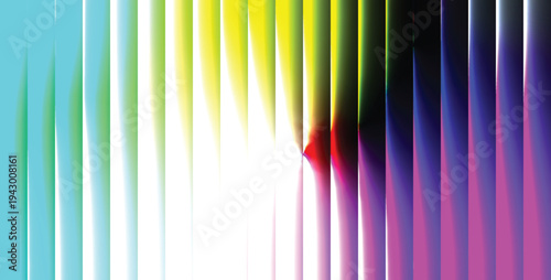 Abstract composition of vertical colored light segments with smooth transitions from blue and green to bright yellow, red, and deep purple for backgrounds