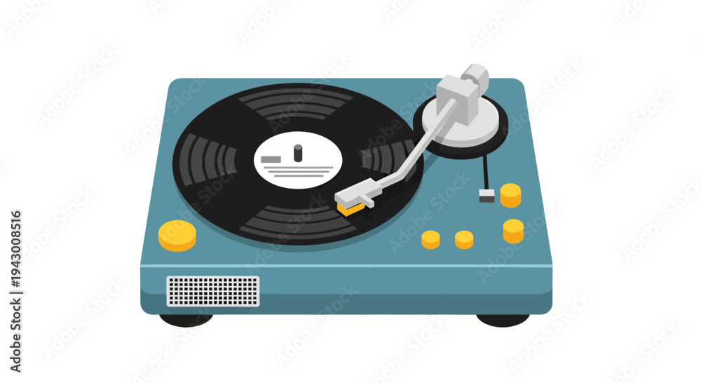 Fototapeta premium Turntable Vector Illustration, Flat Design, for Music and Audio Projects