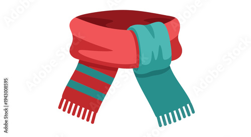 Warm scarf vector illustration, flat design, winter fashion accessory, cozy textile, cold weather wear