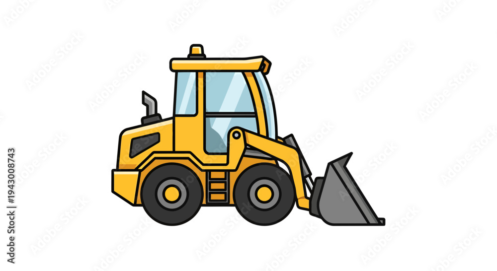 Fototapeta premium Yellow Bulldozer Vector Illustration, Construction Equipment Graphic for Industry and Design