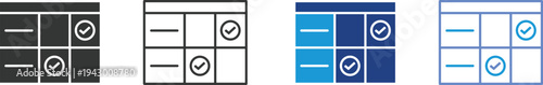 Rubrics Evaluation Table and Academic Assessment Grid Icon Set