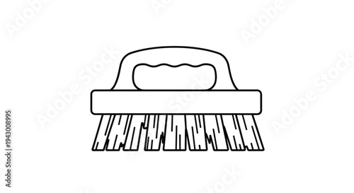 Hand cleaning brush line art illustration for household chores sanitation hygiene and cleaning service marketing and advertising materials.