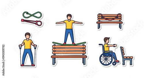 Accessible exercise park for all abilities and ages outdoor fitness