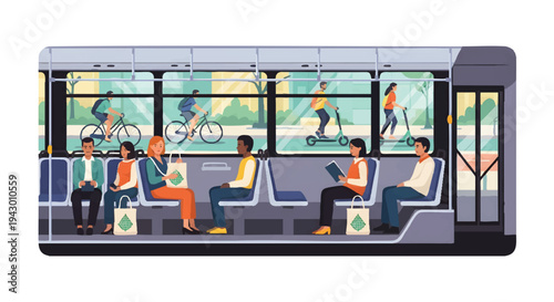 people sitting inside a modern public transportation bus