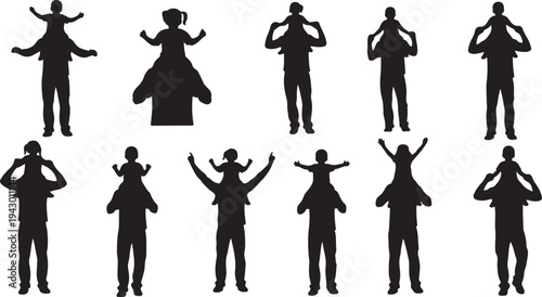 Silhouettes of people in various dance poses and movements