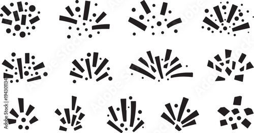 Geometric shapes and abstract patterns in black and white