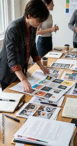 People working on design project document research