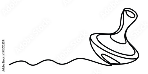 Minimalist One-Line Drawing of a Spinning Top Toy