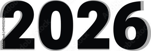 A large black number 2026 on a white background