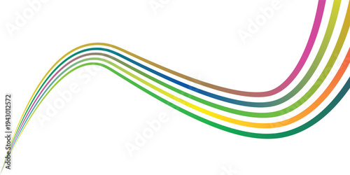 Abstract Color Line Pattern. Rainbow Linear Wave with Perspective. Curve Sport Dynamic Graphic. Geometric Background with Concept of Speed, Growth and Modern Sport