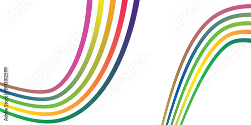 Abstract Color Line Pattern. Rainbow Linear Wave with Perspective. Curve Sport Dynamic Graphic. Geometric Background with Concept of Speed, Growth and Modern Sport