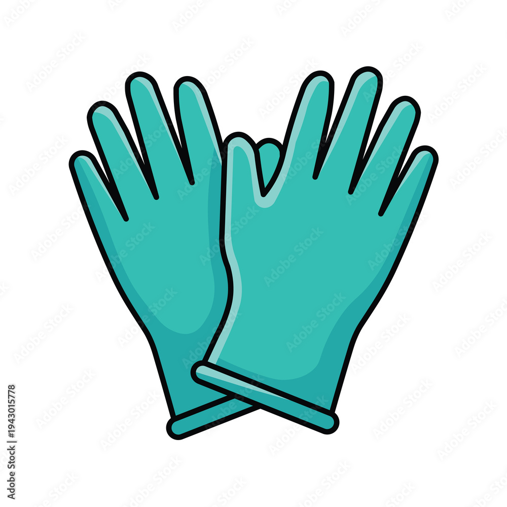 Obraz premium Rubber Cleaning Gloves Cartoon Vector Illustration
