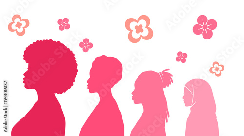 Population and society with different people. Women Communication crowd of families and multiethnic people and different cultures.Sociology.Crowding and density of people.Silhouette profile