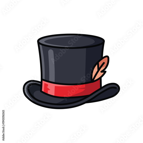 Magician Top Hat with Red Ribbon Cartoon Vector Illustration