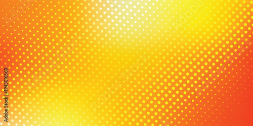 yellow abstract background. Bright orange halftone comic background with a dotted gradient pattern. Retro pop art style texture with vibrant yellow tones eps10