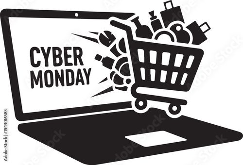Cyber Monday Shopping Online Deals and Discounts Icon Graphic