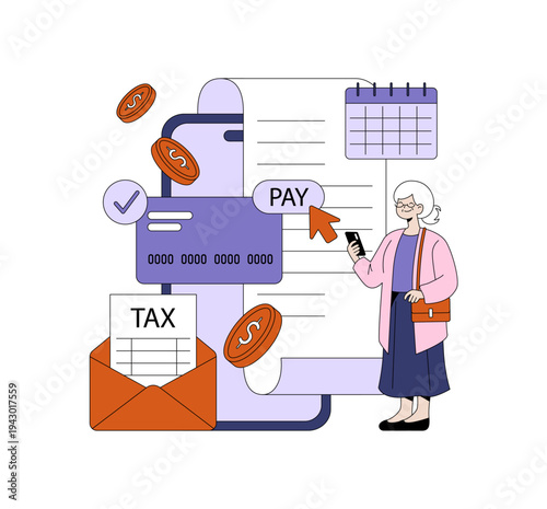 Senior Woman Using Mobile App for Online Bill Payment