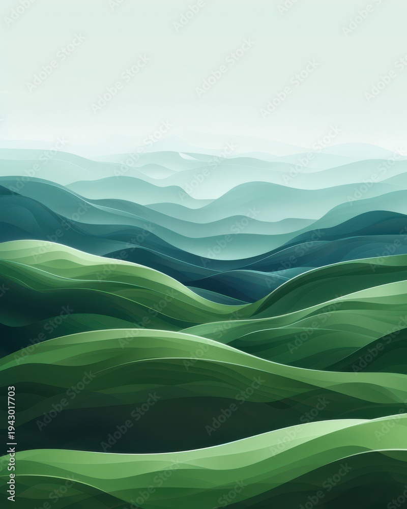 Obraz premium Abstract Green Landscape with Soft Shadows