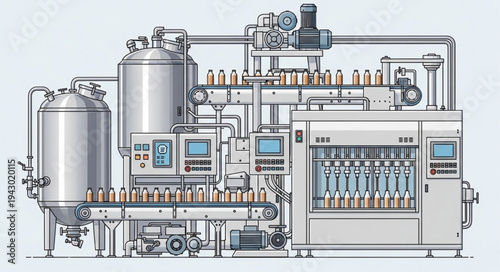 Industrial Machinery Equipment Factory Diagram.
