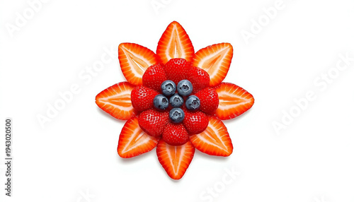 Fruit Flower Shape Made with Fresh Berries