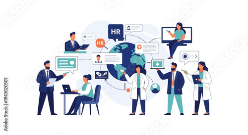 A senior male doctor wearing a white lab coat and stethoscope, looking at a tablet computer while sitting on a couch.