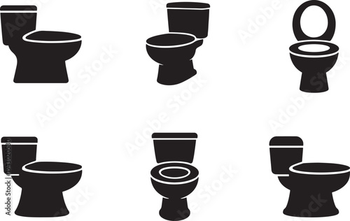 Restroom toilet and potty collection for sanitation guidance and bathroom facilities