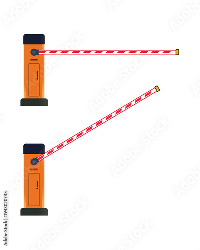 Parking Barrier Gate Boom Vector Illustration Set
