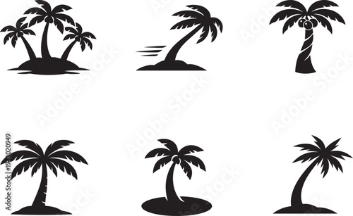 Tropical palm tree collection for beach landscapes, island tourism and summer travel