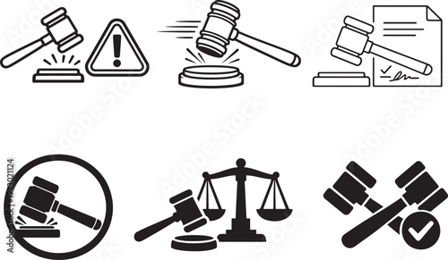 Court gavel collection for law, justice, courtroom authority, legal decisions and trials
