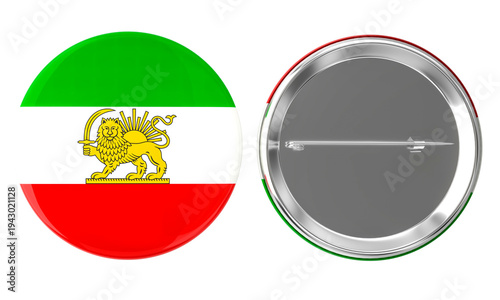 Iran flag badge with lion 3d isolated