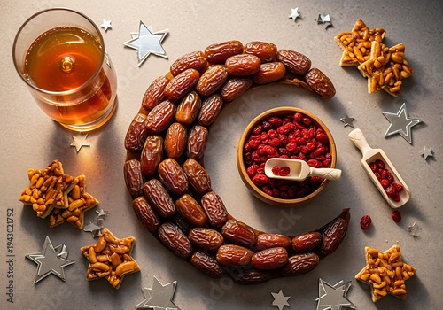 Traditional date harvest and delicacies with warm beverage