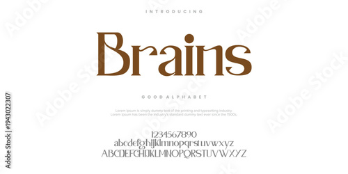 Brains Fashion font alphabet. Minimal modern urban fonts for logo, brand etc. Typography typeface uppercase lowercase and number. vector illustration