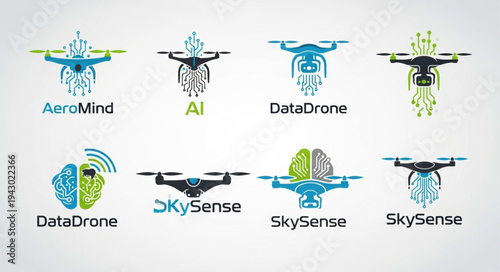 Collection of Drone Technology Logos and Icons.
