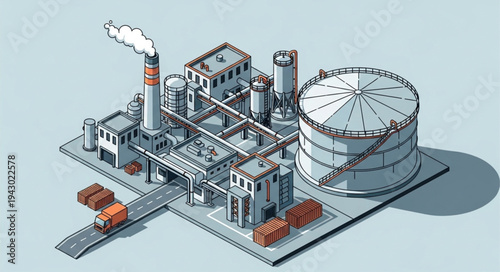 Industrial Oil Refinery Factory Complex.