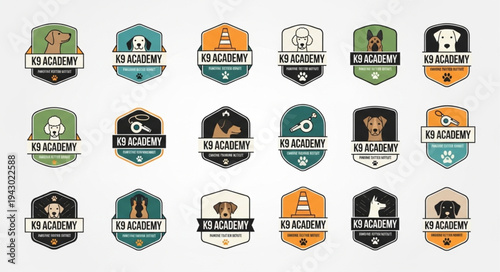 Collection of Dog Academy Logos and Emblems.
