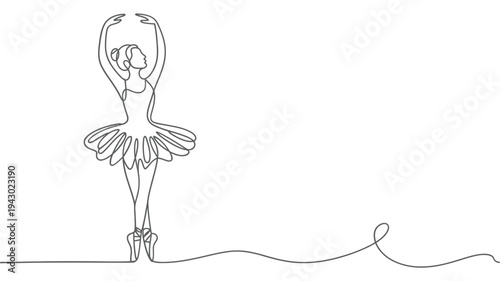 Elegant ballerina depicted in a single continuous line drawing style