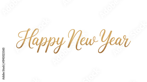 Elegant golden calligraphy displaying the greeting happy new year