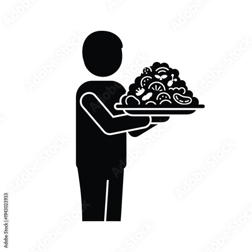 Person holding a large plate of food.