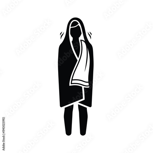 Person wrapped in a towel after a shower.