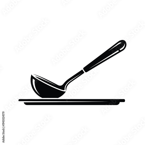 Soup Ladle Kitchen Utensil Black and White.