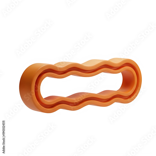 Orange rubber o-ring or seal with twisted inner design for mechanical applications isolated on transparent background, illustration