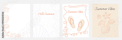 A summer poster with seashells, with a dotted texture and a minimalistic beach composition. Concept: a beach element of a summer atmosphere, a seasonal holiday greeting in a minimalist design
