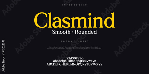 Clasmind Fashion font alphabet. Minimal modern urban fonts for logo, brand etc. Typography typeface uppercase lowercase and number. vector illustration