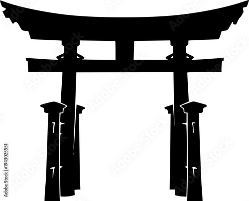 Miniature Torii Gate Silhouette Vector Illustration
